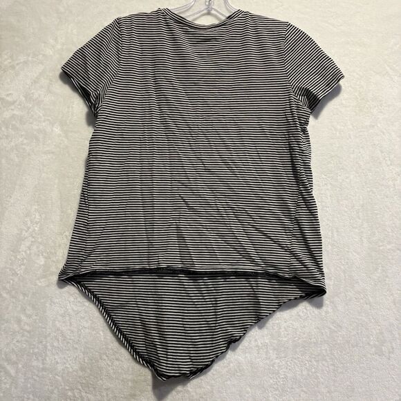 Madewell Knot-Front Tie Black White Stripe Short Sleeve Cotton Women's Tee Small - Picture 8 of 12